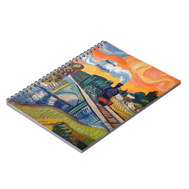 Vintage Steam Engine Train Sketch Notebook (Left Side)