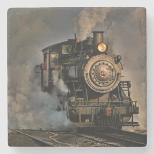 Vintage Steam Engine Train Stone Coaster
