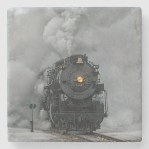 Vintage Steam Engine Train Stone Coaster