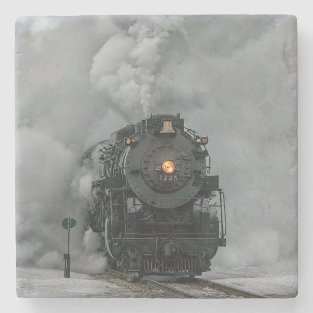 Vintage Steam Engine Train Stone Coaster (Front)