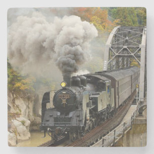 Vintage Steam Engine Train Stone Coaster