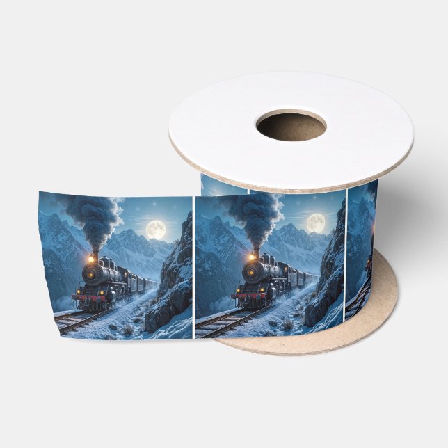 Vintage Steam Locomotive In Moonlight Satin Ribbon (Spool)