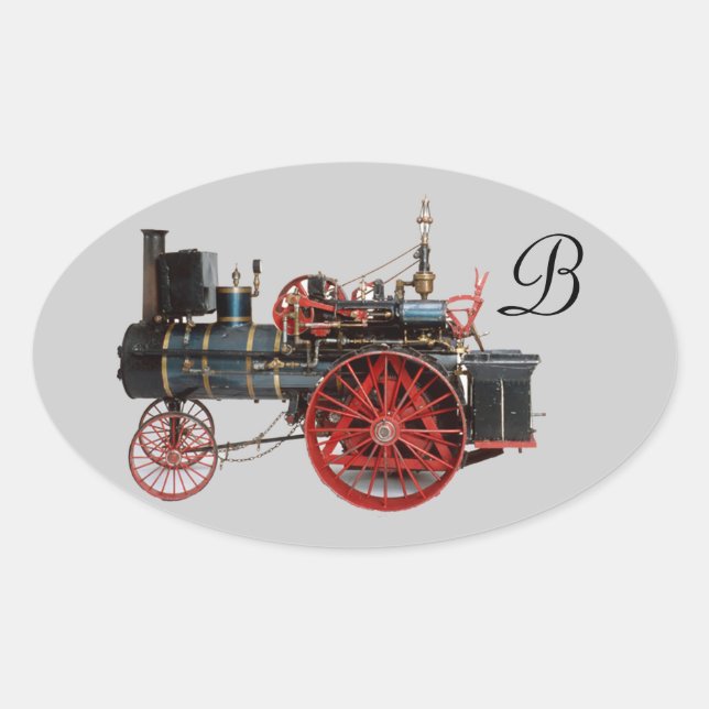VINTAGE STEAM LOCOMOTIVE MONOGRAM OVAL STICKER (Front)