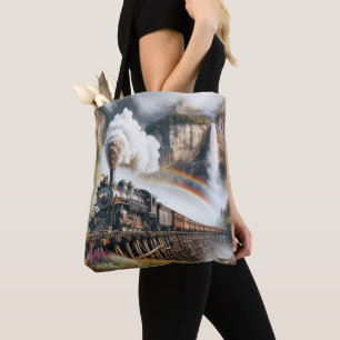 Vintage Steam Locomotive On a Train Trestle Tote Bag