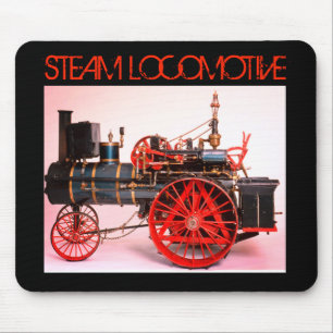 VINTAGE STEAM LOCOMOTIVE Red Black Mouse Pad
