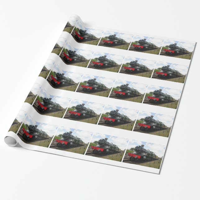 Vintage steam railway engine , train wrapping paper (Unrolled)
