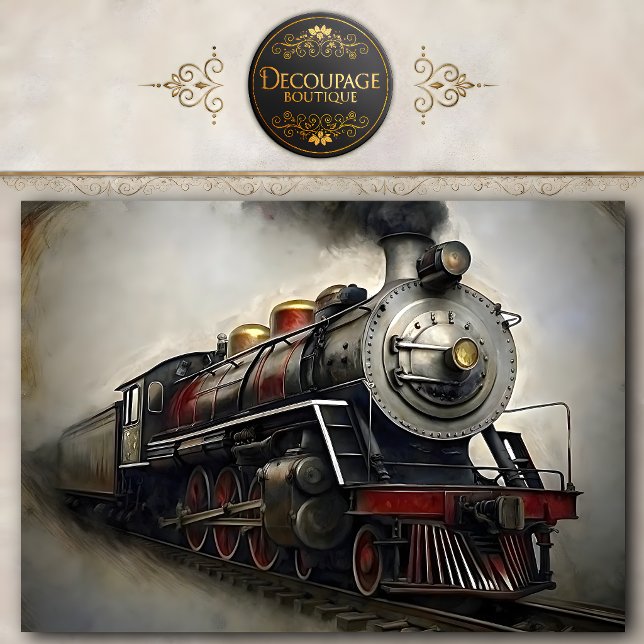 Vintage Steam Train Decoupage Tissue Paper (Vintage Steam Train Decoupage Tissue Paper)