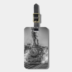 Vintage steam train design luggage tag