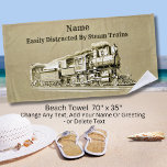 Vintage Steam Train Easily Distracted By, Add Name<br><div class="desc">Easily Distracted by Steam Trains - Add Name and Change any text -  - - See Lots More Train Theme Gifts in my store - Have a look NOW! - there will be something you love!</div>