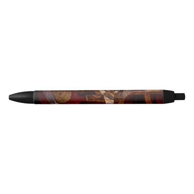 Vintage steam train gear black ink pen (Front)