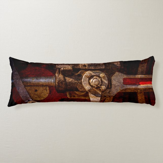 Vintage steam train gear body pillow (Front)