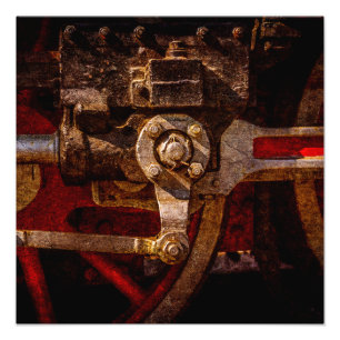 Vintage steam train gear photo print