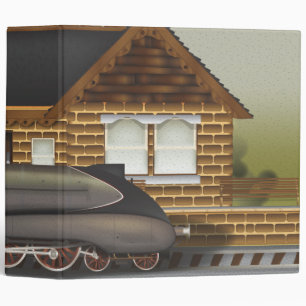 Vintage Steam Train in Station Binder