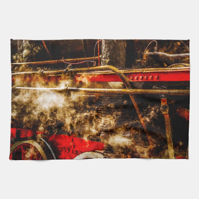Vintage Steam Train - In Steam Kitchen Towel (Horizontal)