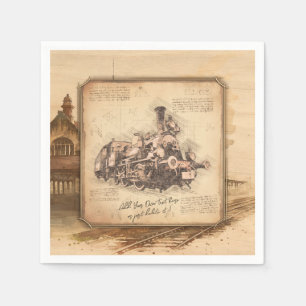 Vintage Steam Train / Locomotive Art. Driver Gift Napkin