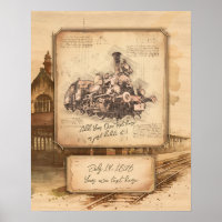 Vintage Steam Train / Locomotive Art. Driver Gift