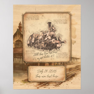 Vintage Steam Train / Locomotive Art. Driver Gift Poster