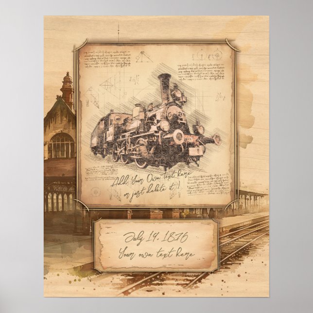 Vintage Steam Train / Locomotive Art. Driver Gift Poster (Front)