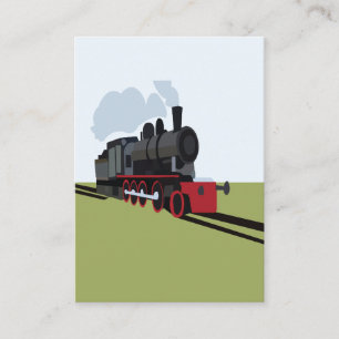 Vintage Steam Train on Railroad Track Art Business Card