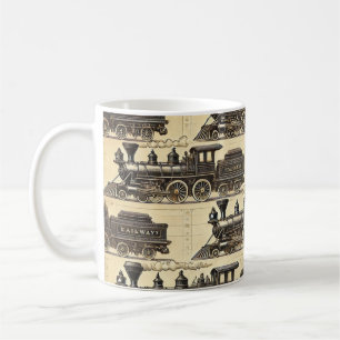 Vintage Steam Train Pattern Heritage Railway Mug