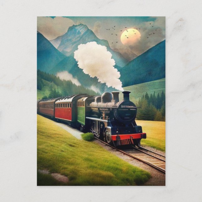 Vintage Steam Train Postcard (Front)