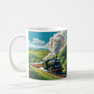 Vintage Steam Train Scenic Illustration Mug
