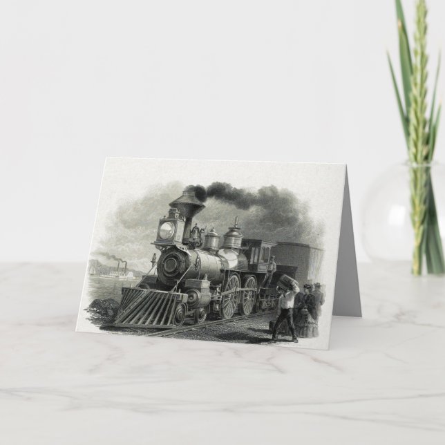 Vintage Steam Train Thank You Card (Front)