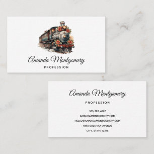 Vintage Steam Train Traditional Christmas Business Card