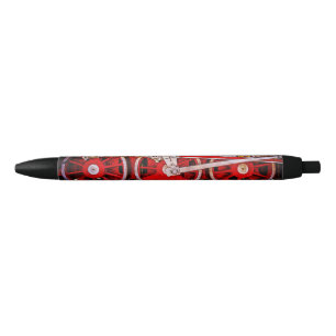 Vintage Steam Train Wheels Black Ink Pen