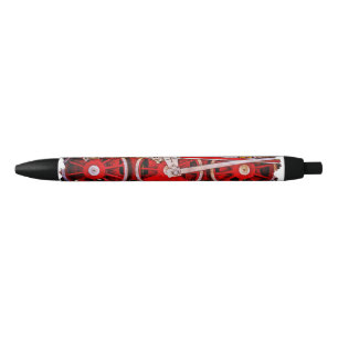 Vintage Steam Train Wheels Black Ink Pen
