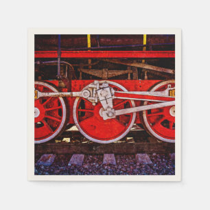 Vintage Steam Train Wheels Napkin