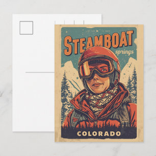 vintage Steamboat Springs Colorado Mountain gifts Holiday Postcard