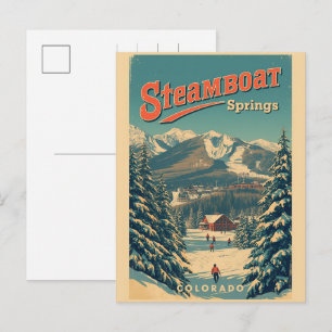 vintage Steamboat Springs Colorado Mountain gifts Holiday Postcard