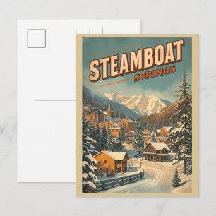 vintage Steamboat Springs Colorado Mountain gifts Holiday Postcard