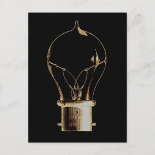 Vintage Steampunk Art Lighted Light bulb Postcard