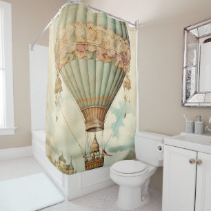 Vintage Steampunk Blue Hot Air Balloon
