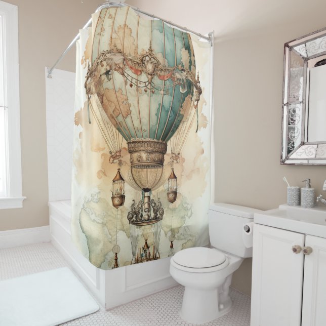 Vintage Steampunk Blue Hot Air Balloon (2) (In Situ)