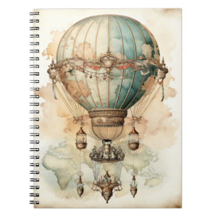 Vintage Steampunk Blue Hot Air Balloon (2) Notebook