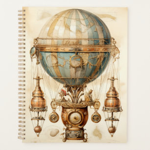 Vintage Steampunk Blue Hot Air Balloon (3) Planner