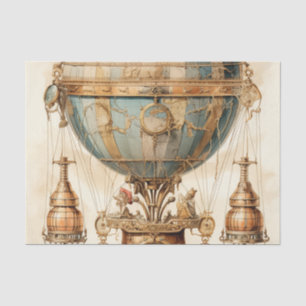 Vintage Steampunk Blue Hot Air Balloon (3) Tissue Paper