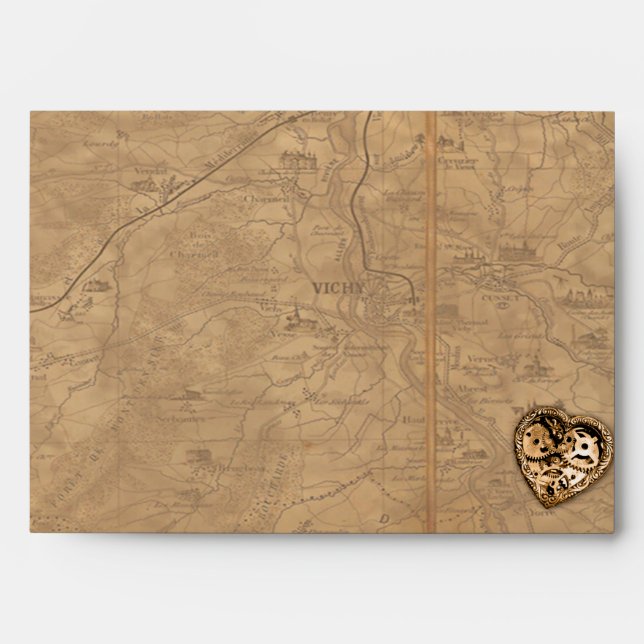 Vintage Steampunk Bride Wedding Envelope (Front)