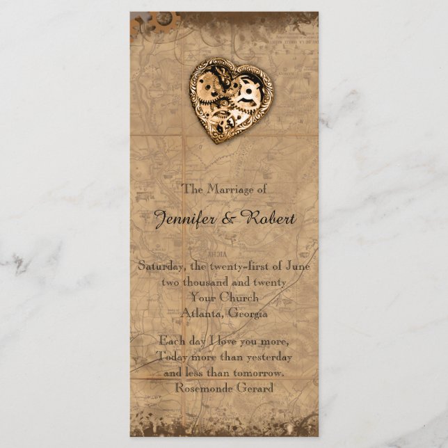 Vintage Steampunk Bride Wedding Program (Front)