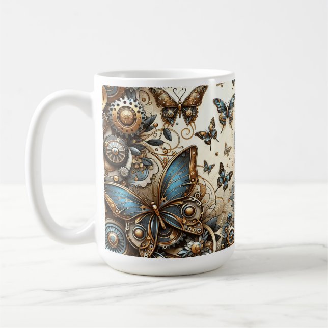 Vintage Steampunk Butterflies  Coffee Mug (Left)