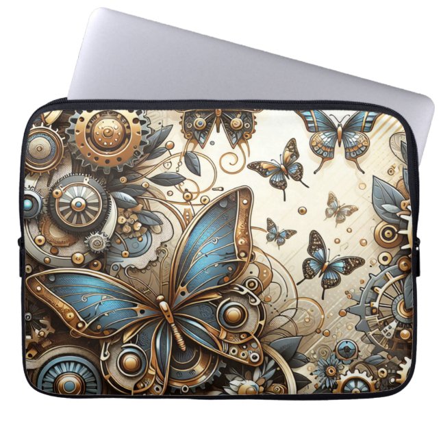 Vintage Steampunk Butterflies  Laptop Sleeve (Front)