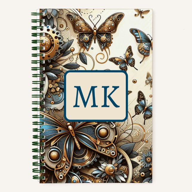 Vintage Steampunk Butterflies  Notebook (Front)