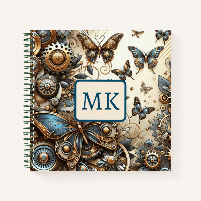 Vintage Steampunk Butterflies  Notebook (Front)