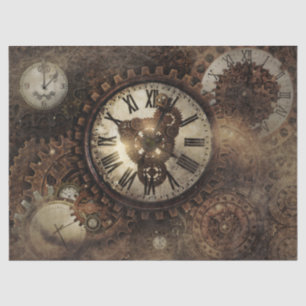 Vintage Steampunk Clocks Tissue Paper