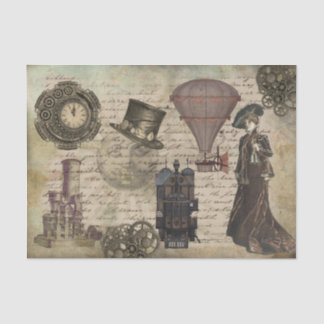 Vintage Steampunk Decoupage Victorian Grunge Gears Tissue Paper