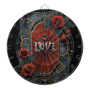 Vintage steampunk elegance clockwork Roses of Love Dartboard