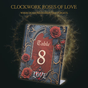 Vintage steampunk elegance clockwork Roses of Love Pedestal Sign